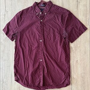 American Eagle Outfitters Maroon Polka Dot Button Down Shirt